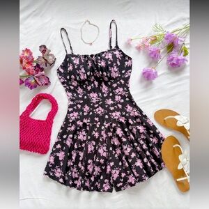 Floral Black and Pink romper